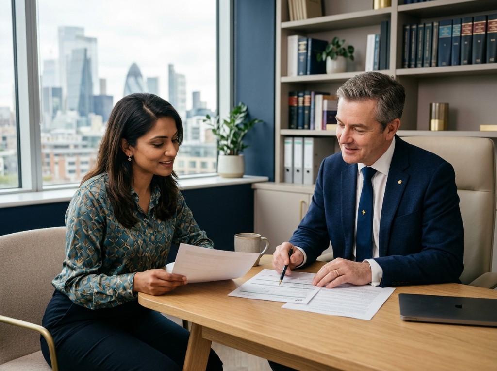 Adgbenfash Consulting consultation — advisers reviewing immigration documents together